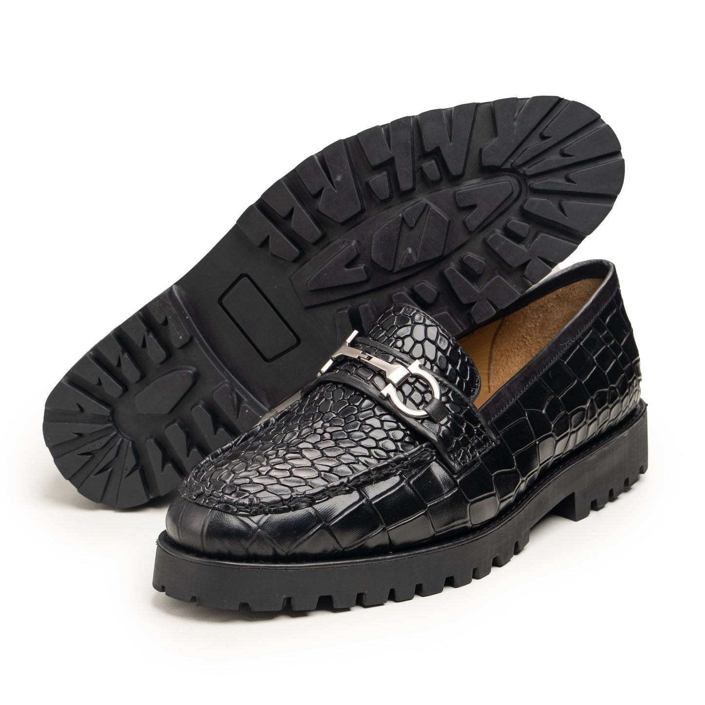 Black Croc Loafers - Antonio