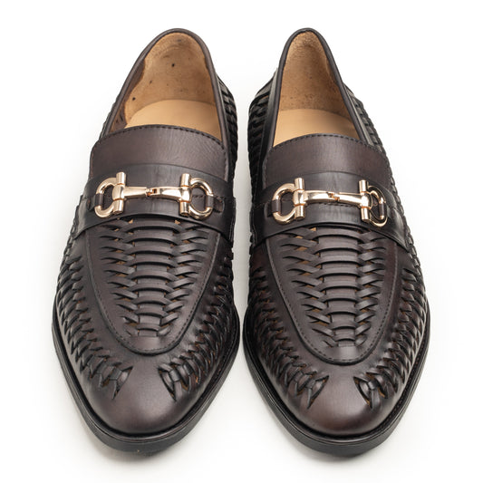 Dark Brown Woven Loafers - Alberto
