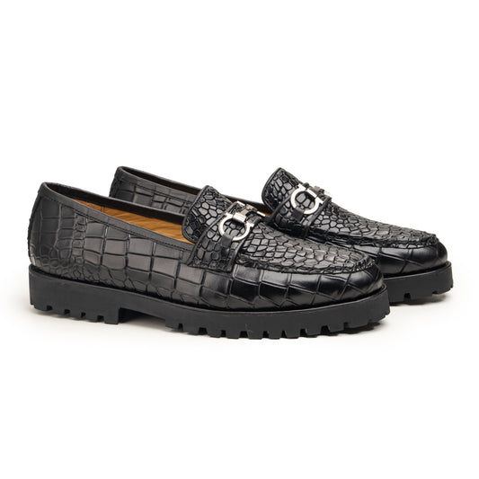 Black Croc Loafers - Antonio