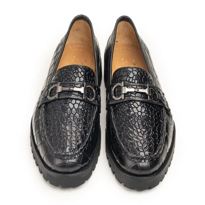 Black Croc Loafers - Antonio