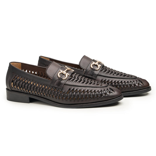 Dark Brown Woven Loafers - Alberto