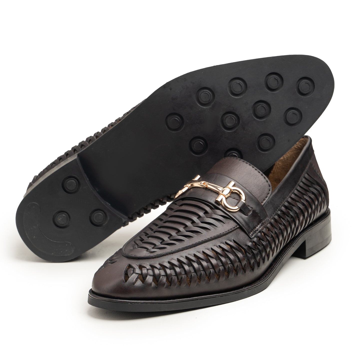 Dark Brown Woven Loafers - Alberto