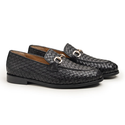 Black Woven Loafers - Rico