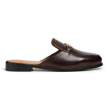 Brown Leather Mule - Luca