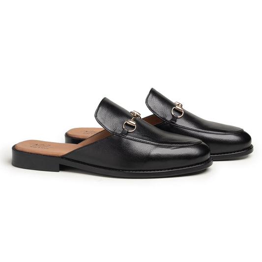 Black Leather Mule - Luca