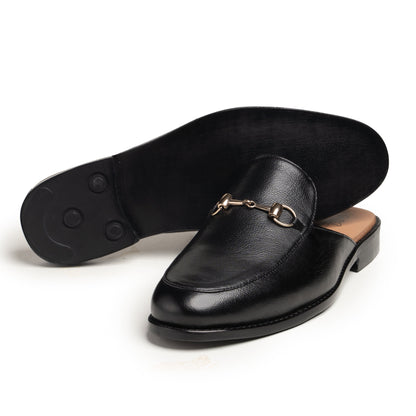 Black Leather Mule - Luca