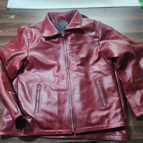 Hand Wax Finish Leather Jacket