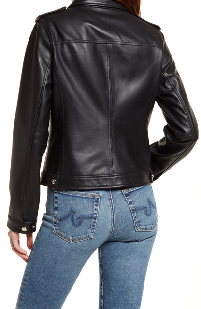 Black Nappa Leather Biker Jacket - Giorgia