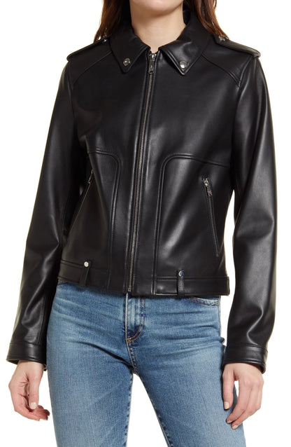 Black Nappa Leather Biker Jacket - Giorgia