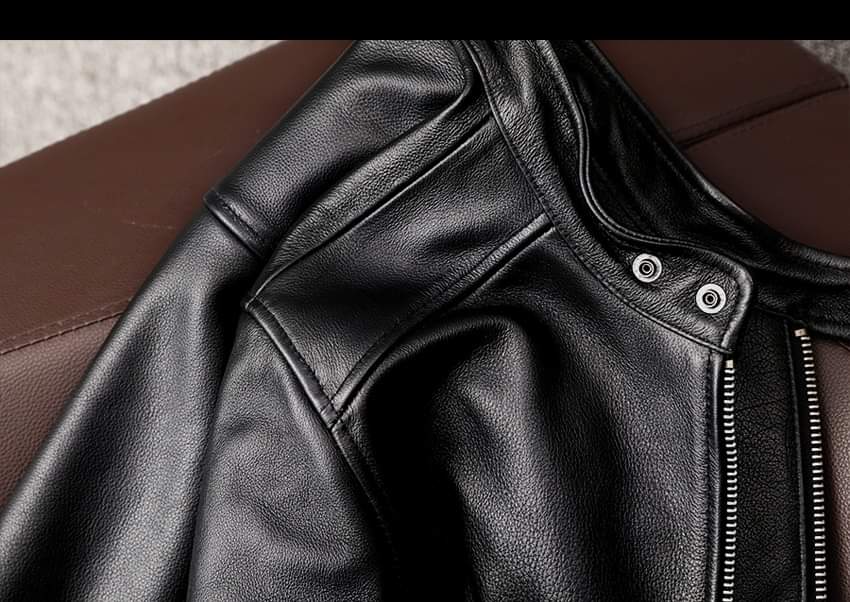 Black Leather Biker Jacket for Men - Mark