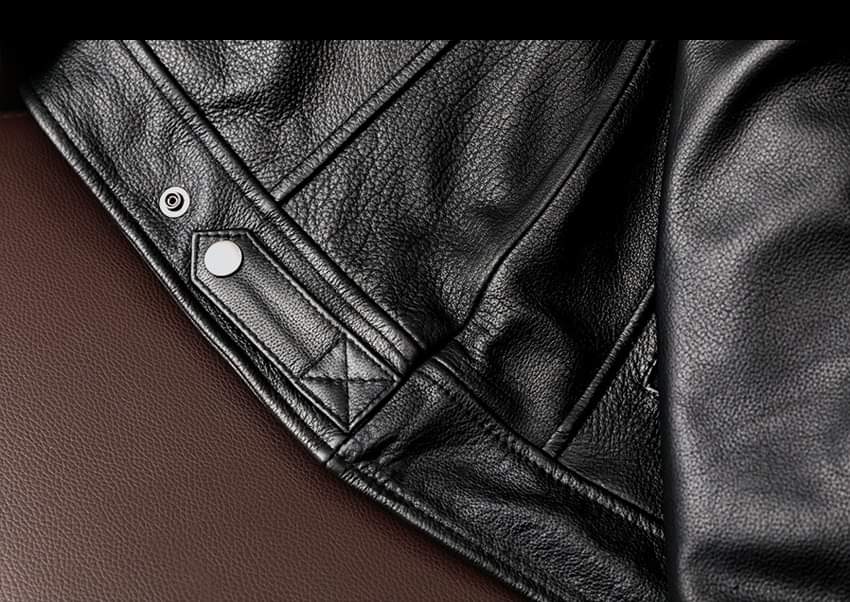 Black Leather Biker Jacket for Men - Mark